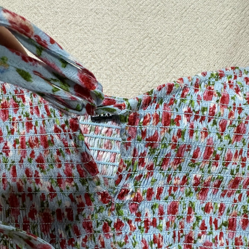 ZARA Bitsy Floral Jardin Print Milkmaid Midi Dress M - Picture 7 of 9
